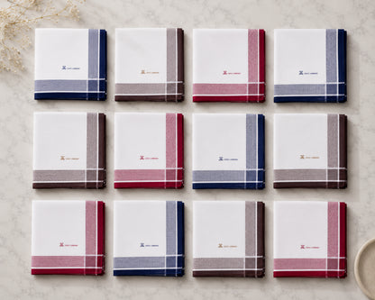 Men’s Cotton Classic Striped Border Handkerchiefs Pack of 12