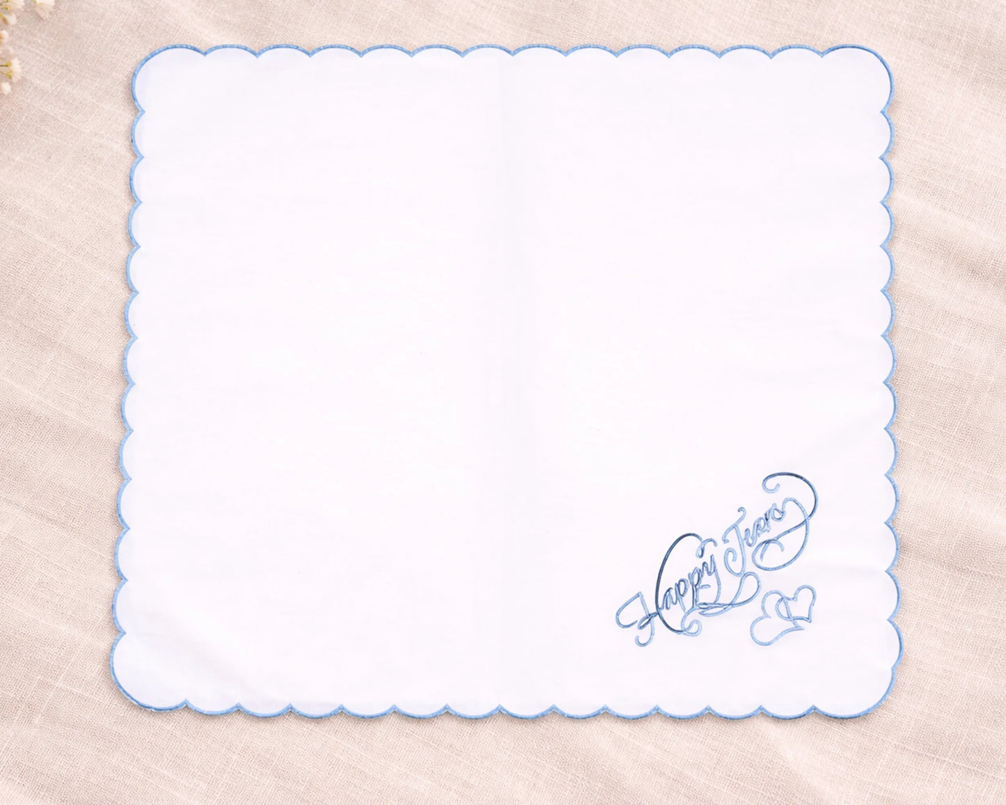 Women’s Embroidered Scalloped Edge Handkerchief Luxury Cotton Hanky
