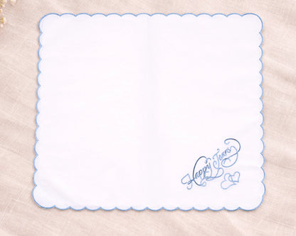 Women’s Embroidered Scalloped Edge Handkerchief Luxury Cotton Hanky
