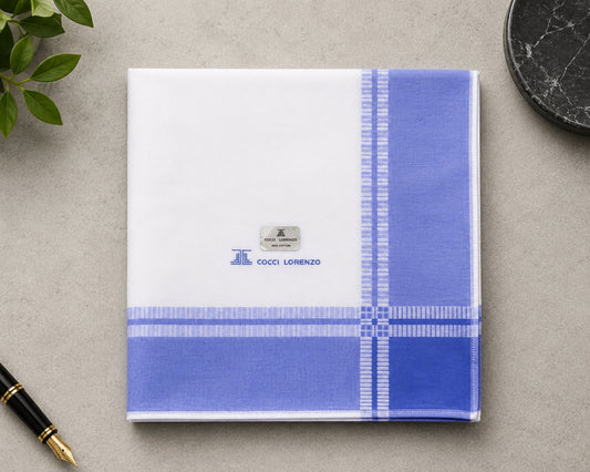 Men’s Cotton Elegant Checked Border Cotton Handkerchiefs Pack of 12