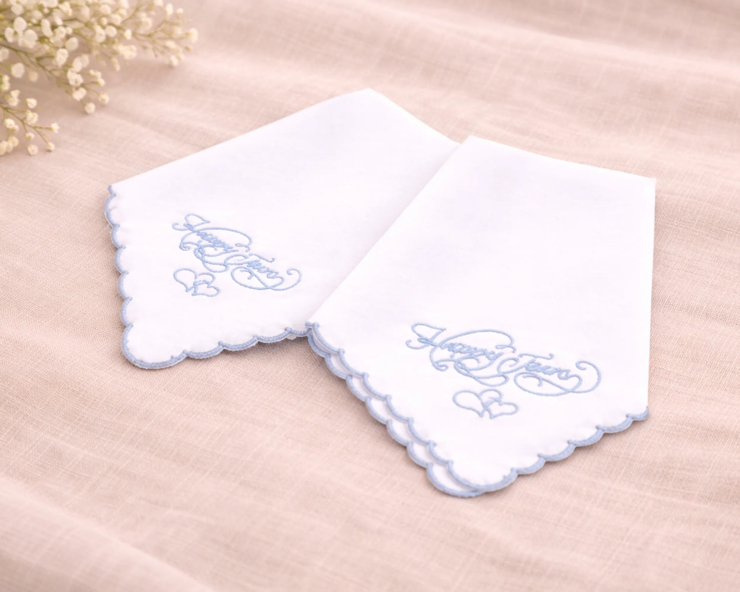 Women’s Embroidered Scalloped Edge Handkerchief Luxury Cotton Hanky