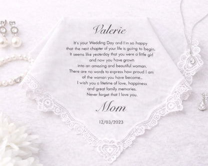 Custom Printed Wedding Handkerchief for Daughter Gift