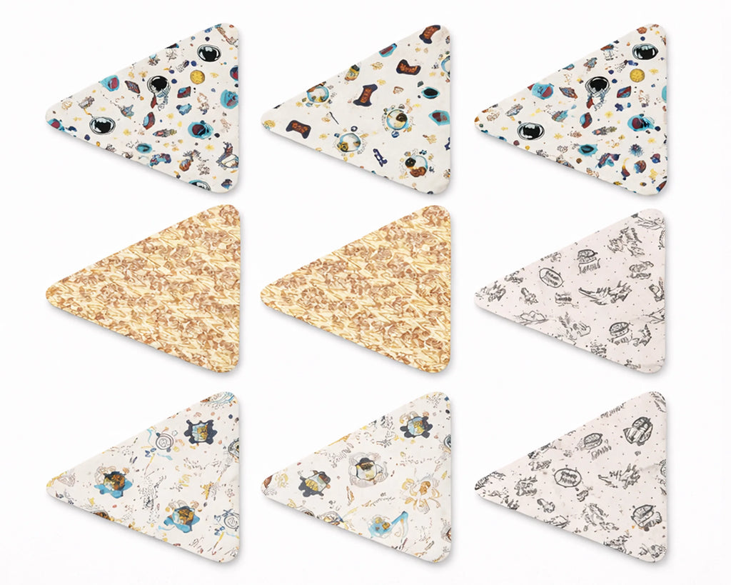 6 triangle shape foaled printed kids hanky 