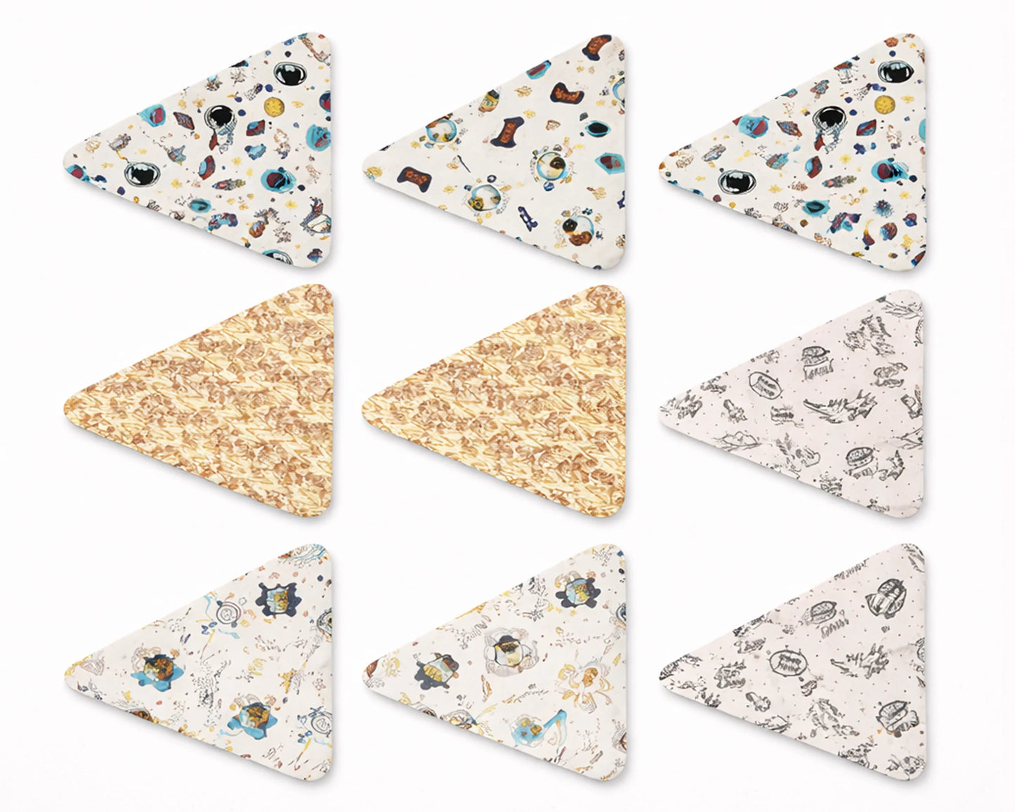 6 triangle shape foaled printed kids hanky 