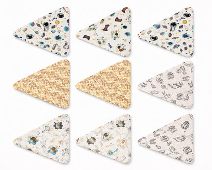 6 triangle shape foaled printed kids hanky 