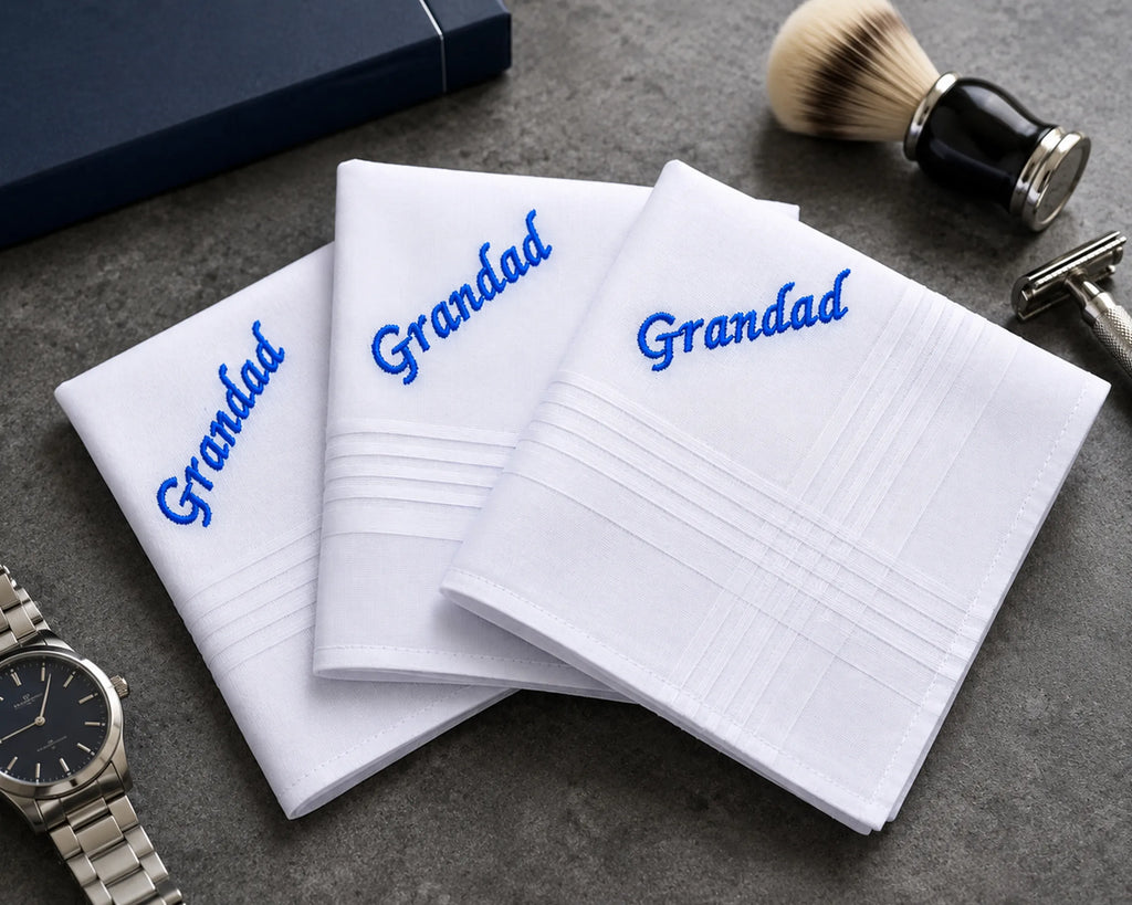 Personalized Embroidered Monogram Men’s Hankies Set of 3