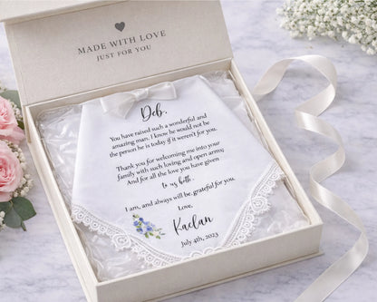 Custom Wedding Handkerchief Mother of Groom Gift Personalized Hanky