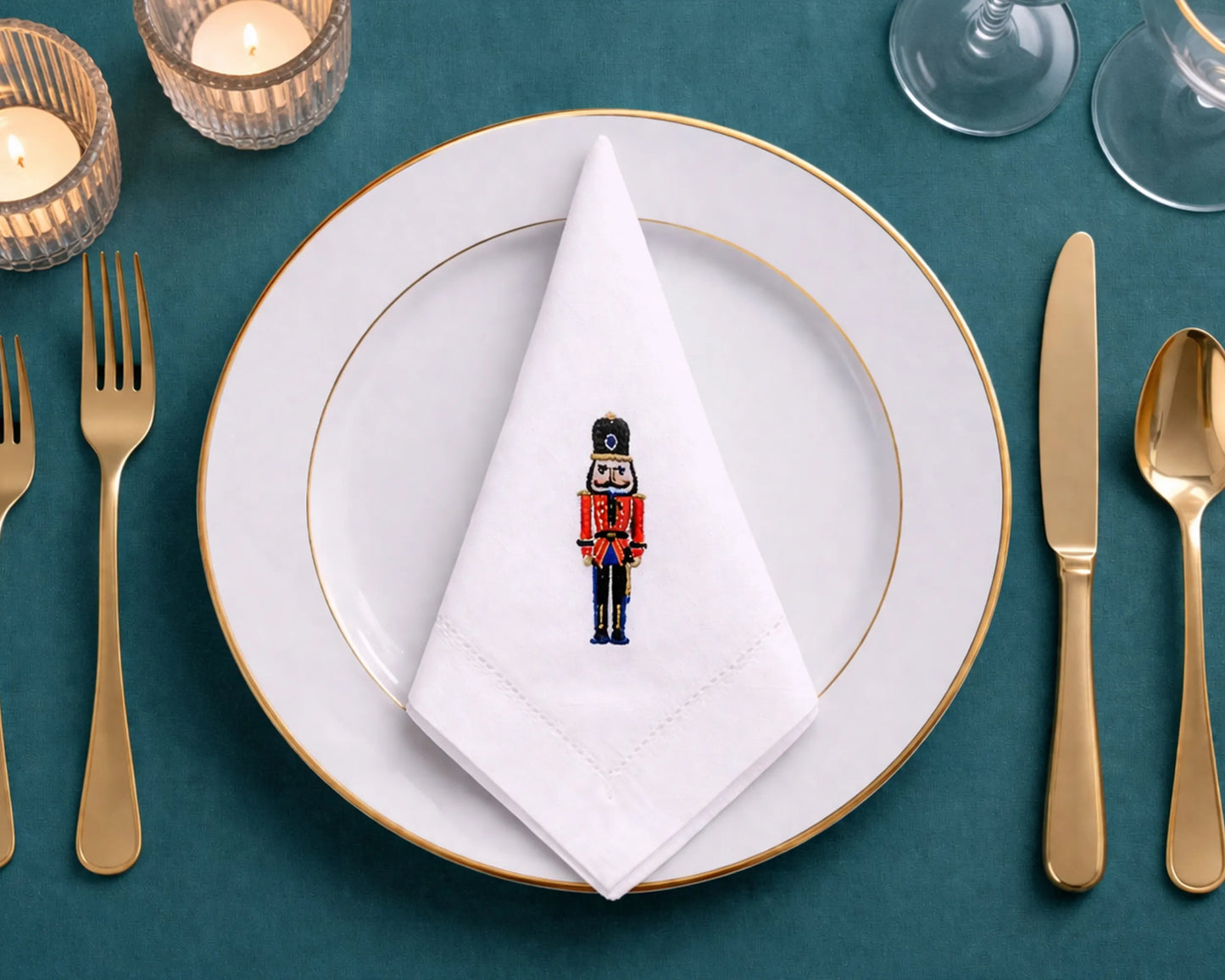 Embroidered Cotton Dinner Napkin with Custom Icon Design
