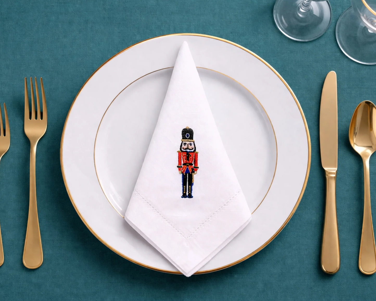 Embroidered Cotton Dinner Napkin with Custom Icon Design