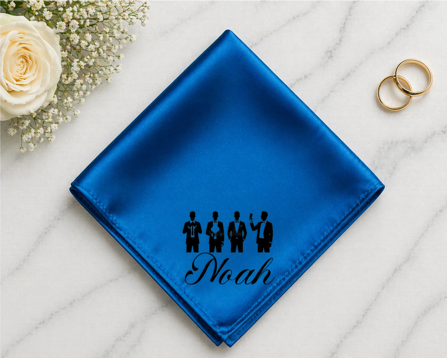 Custom Printed Satin Handkerchief for Groomsmen Wedding Hanky