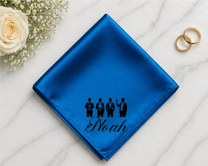 Custom Printed Satin Handkerchief for Groomsmen Wedding Hanky