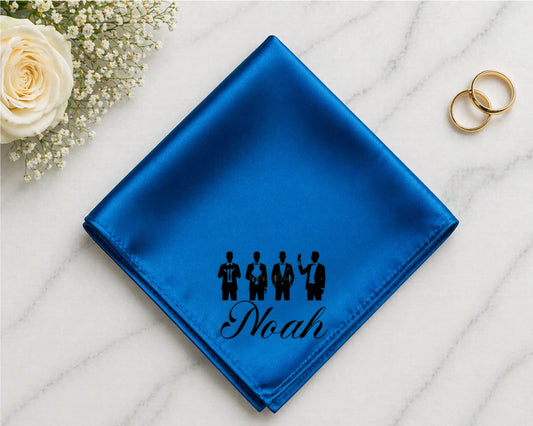 Custom Printed Satin Handkerchief for Groomsmen Wedding Hanky