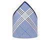 Blue and white checkered fabric folded into a triangle shape on a white background
