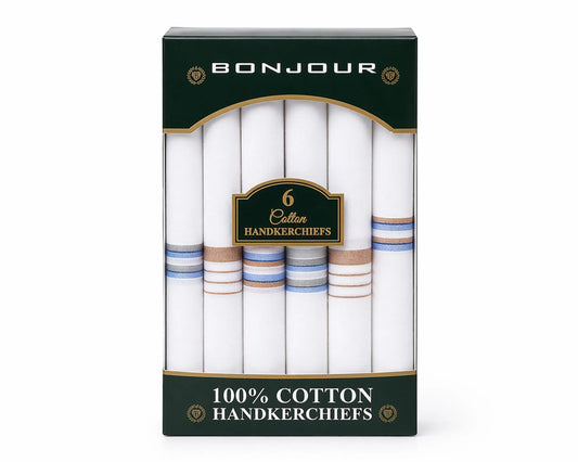 Box of handkerchiefs with white handkerchiefs inside on a white background