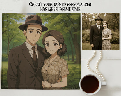 Comparison of a person and their anime-style depiction on a white background