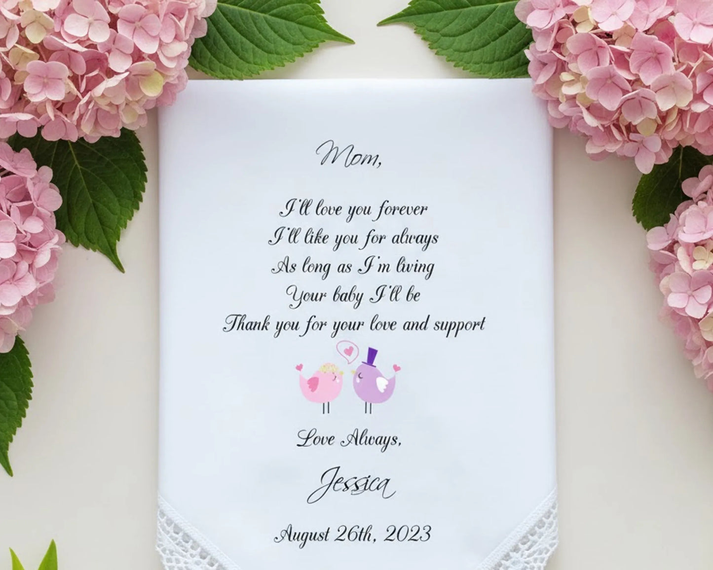 Lace cotton handkerchief for Mom from Bride 