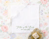 Floral-themed hanky with 'Father of the Bride' text and ring box on a floral background