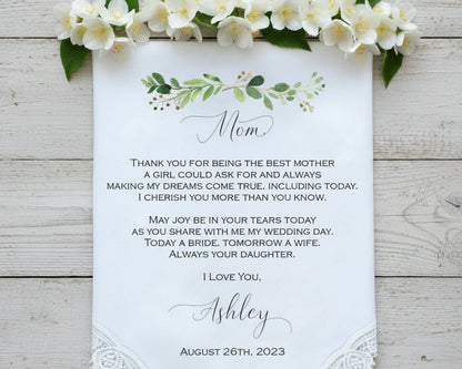 Customized Floral Lace Hankies for Bride Mother of Bride Best Handkerchief Made in USA 