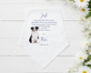 Custom photo handkerchief for groom from his dog with personalized message and date made in the usa