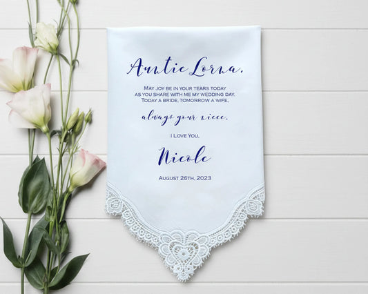 Personalized wedding invitation Handkerchief for Bride from Aunt 