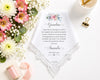 Letter to Grandma with flowers and stationery on a white surface