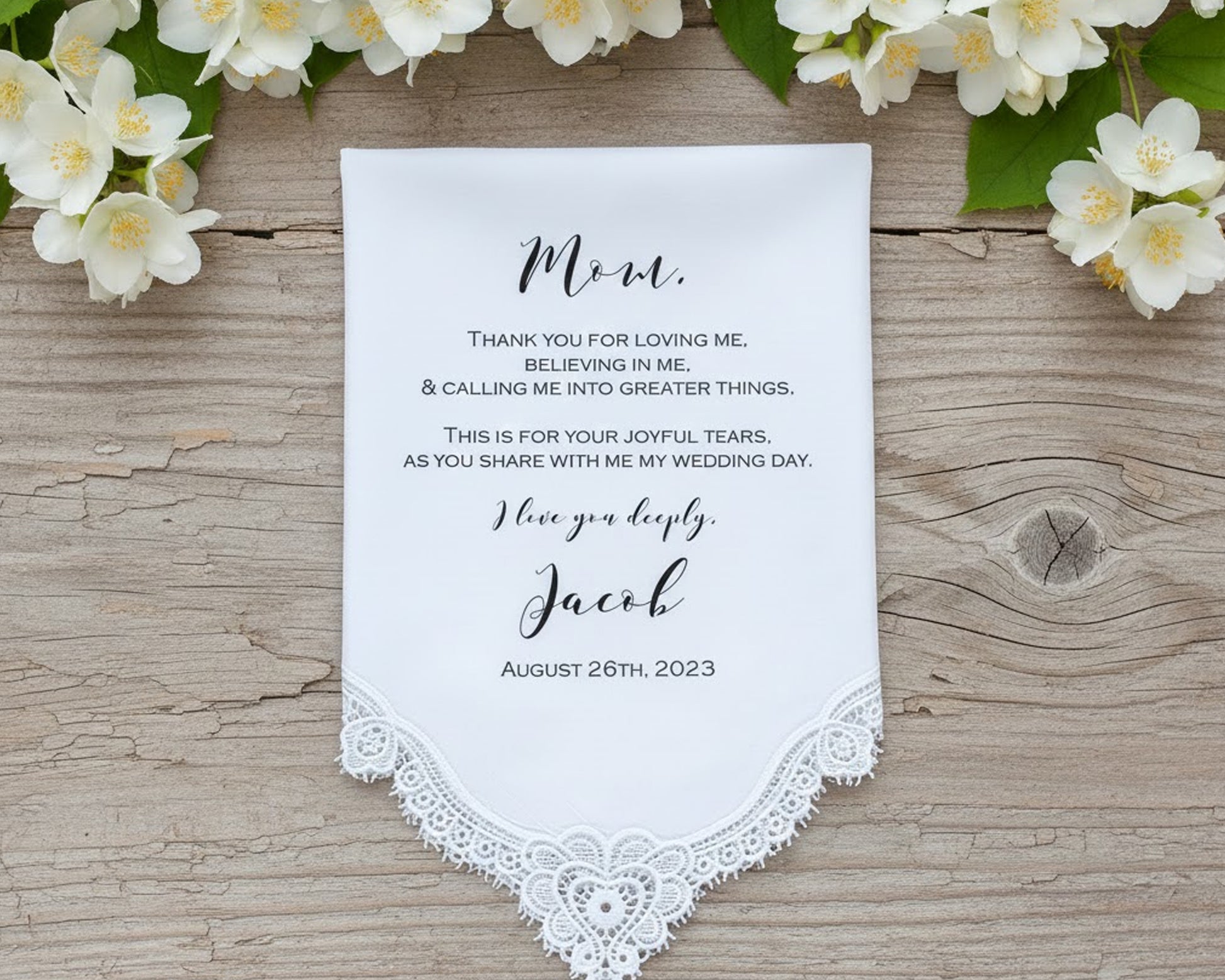 Custom Ladies Handkerchief from Son to Mother 