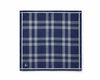 Navy blue and gray plaid pocket square on a white background