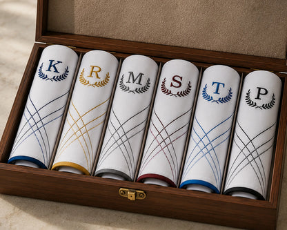 Personalized Embroidery Monogram Handkerchief Set of 6 for Men
