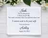 Personalized wedding proposal hanky with floral decorations on a wooden surface