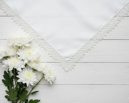 White Plain Lace Cotton Handkerchiefs 