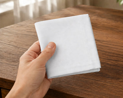 Plain White Cotton Handkerchiefs for Men & Women – Set of 5 3