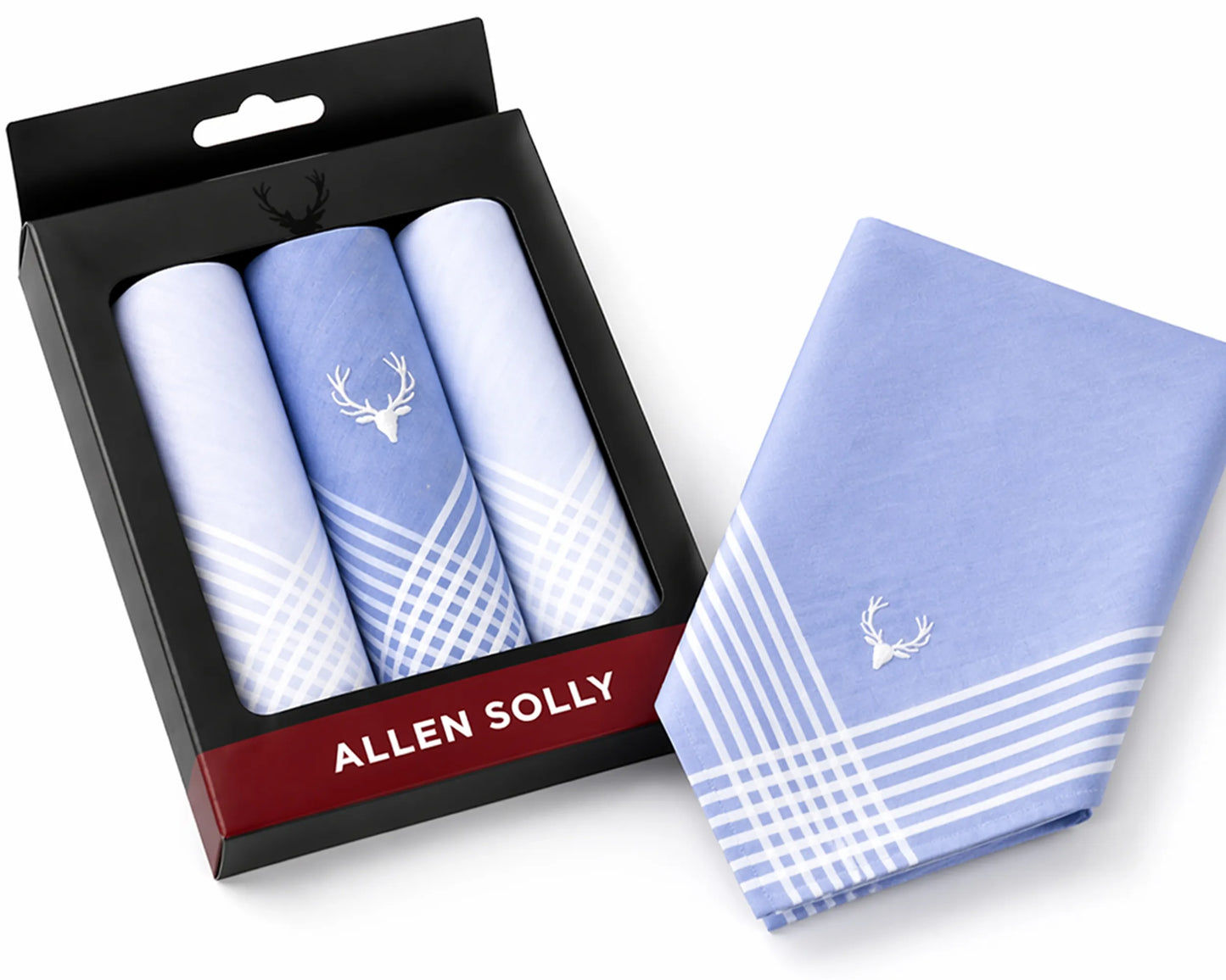 Set of Allen Solly handkerchiefs in packaging on a white background