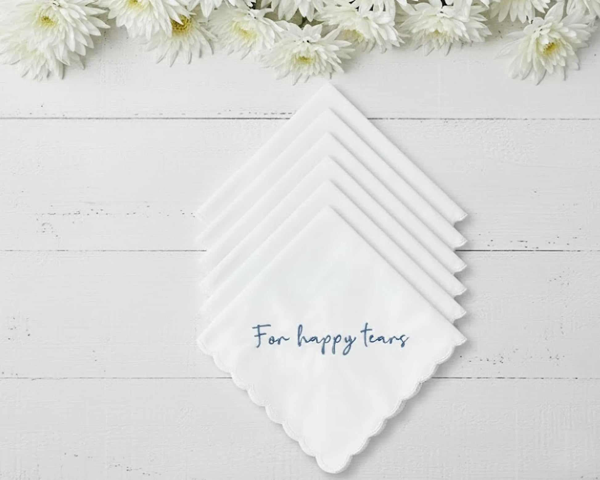 White Cotton Scallop Handkerchiefs For Ladies Mom from Daughter 