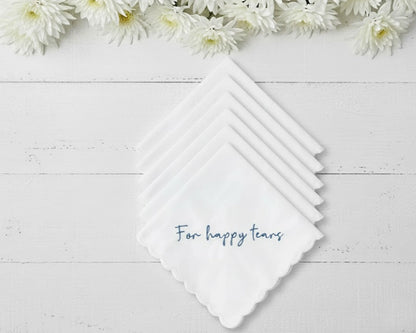White Cotton Scallop Handkerchiefs For Ladies Mom from Daughter 