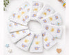Set of baby hanky with cartoon designs on a white background