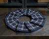 Set of blue plaid check hanky on a metallic surface