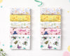 Set of colorful baby hanky with various patterns on a light background