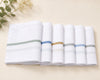 Set of folded hanky with color bands on a light background