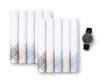 Set of folded patterned handkerchiefs with a watch on a white background