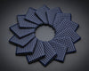 Set of gray checkered hanky arranged in a circular pattern on a wooden surface.