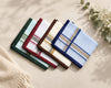 Set of patterned handkerchiefs on a neutral background with a natural light effect