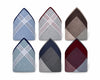 Set of six patterned pocket squares on a white background