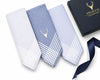 Set of three patterned handkerchiefs with a box labeled 'Premium Handkerchief' on a white background.