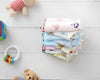 Soft multi layered cotton gauze face cloth for infants featuring whimsical desert and forest illustrations