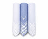 Three baby swaddle blankets with a deer head logo on a white background