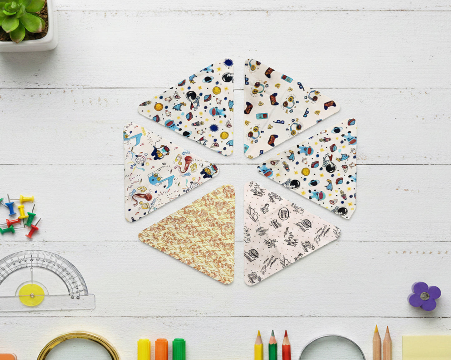 Childrens reusable cotton cloth with gamer graphics including headphones and consoles