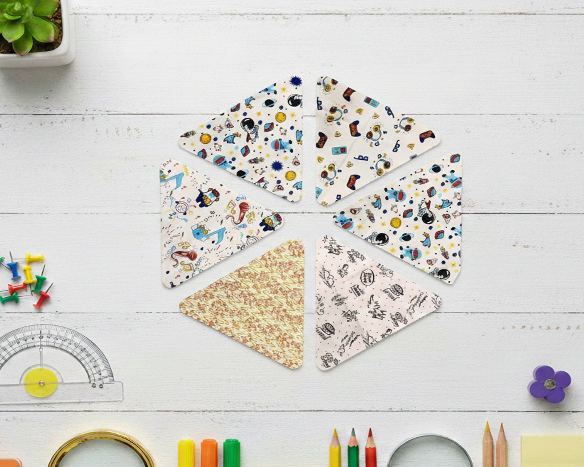 Childrens reusable cotton cloth with gamer graphics including headphones and consoles