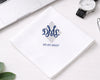 Wedding hanky for monogram border on a light background