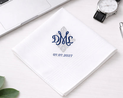 Wedding hanky for monogram border on a light background