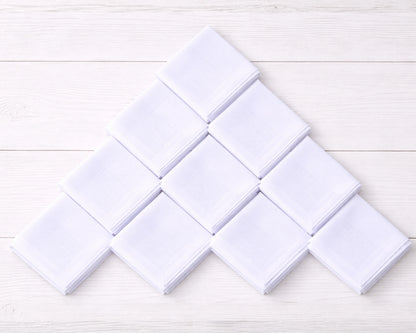 Wholesale White Cotton Handkerchief Bulk Set Soft Plain Hanky Pack